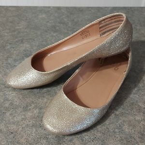 Women's Gold Glitter Flats 10 Party, Wedding